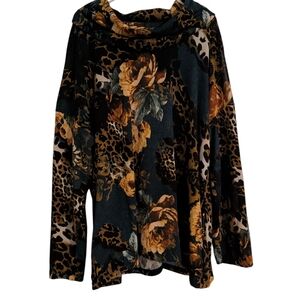 Cato Floral and Leopard Print Top